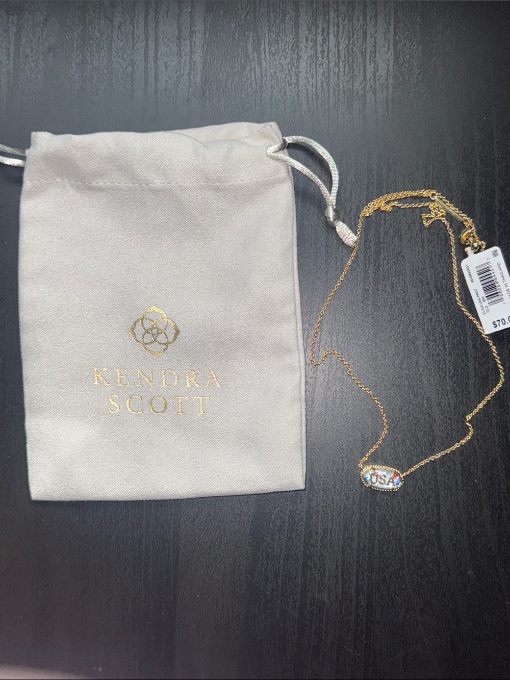 NEW Kendra Scott Elisa USA necklace pendant $70 military mom wife gift patriotic